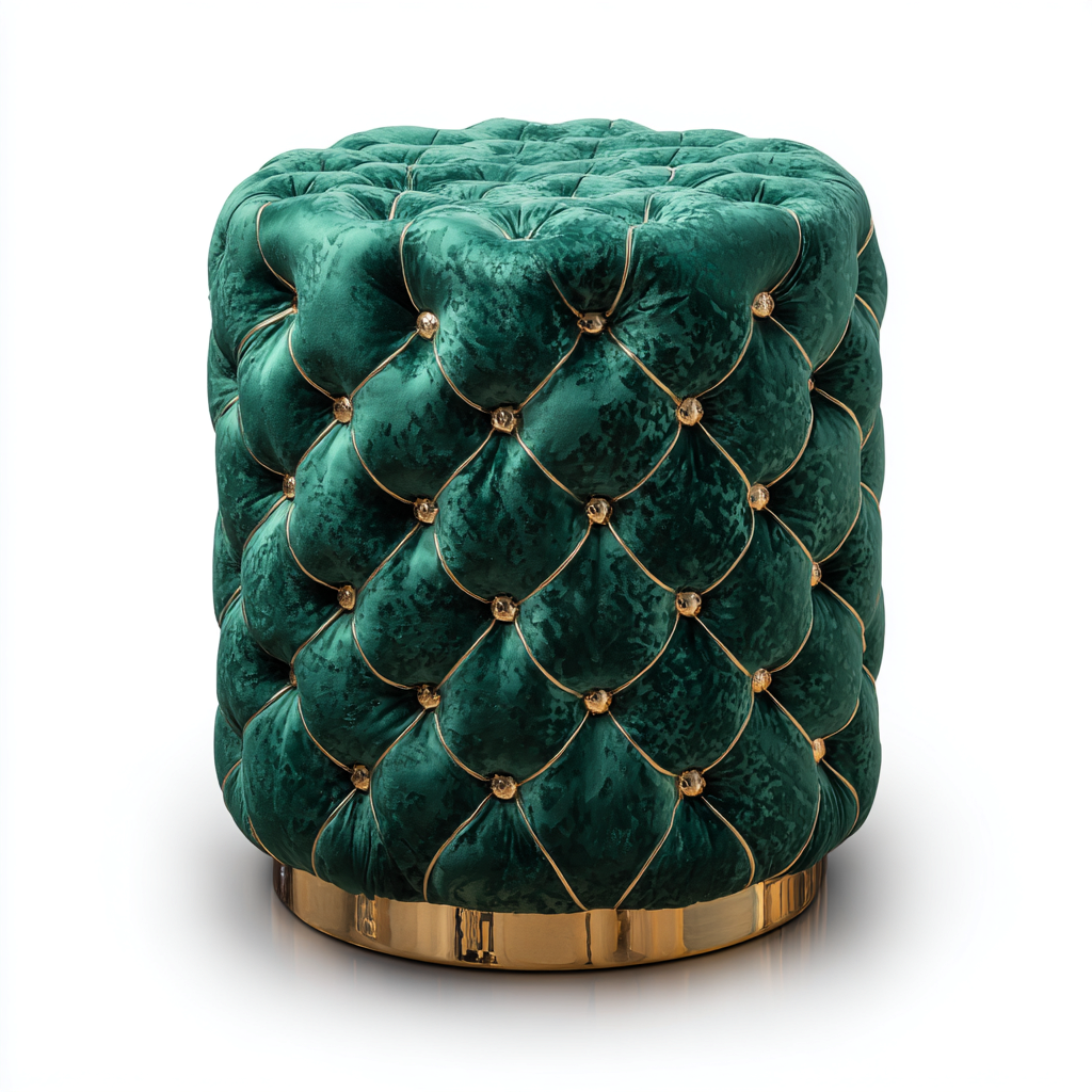 Pouf velluto 42x42x47 cm - verde - adatto al soggiorno - stile moderno-comfyota