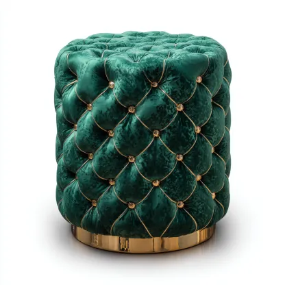 Pouf velluto 42x42x47 cm - verde - adatto al soggiorno - stile moderno-comfyota