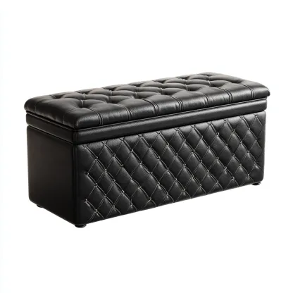 Panca per letto in similpelle 98x40x48 cm - nero - adatta alla camera da letto - design moderno-comfyota
