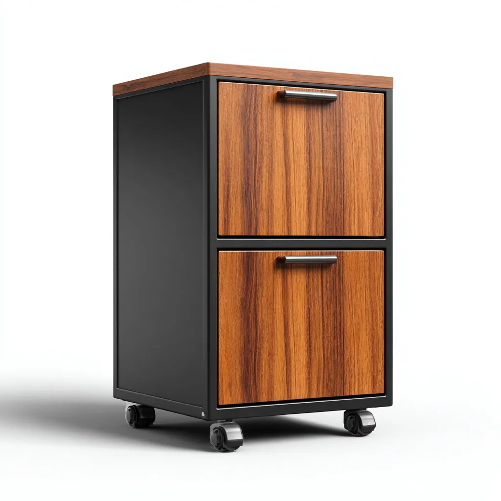 Armadio per ufficio in metallo e legno 41x40x65 cm - nero - marrone - con ruote - stile industriale - adatto per ufficio-comfyota