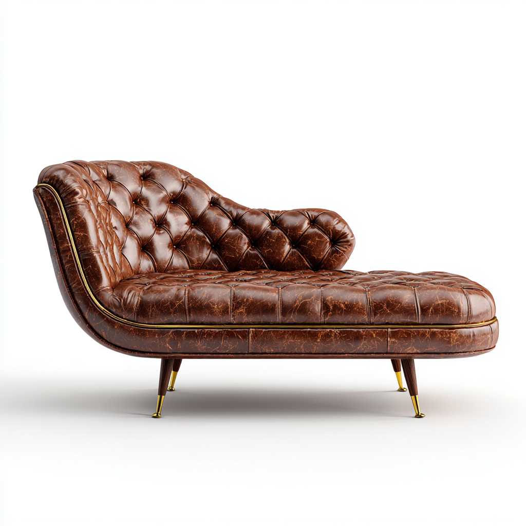 Chaise longue in pelle 176x78x82 cm - marrone - adatta per soggiorno - stile classico-comfyota