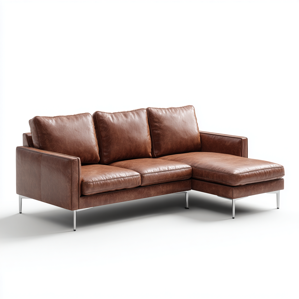 Divano angolare in pelle 258x165x86 cm - marrone - design moderno per soggiorno-comfyota