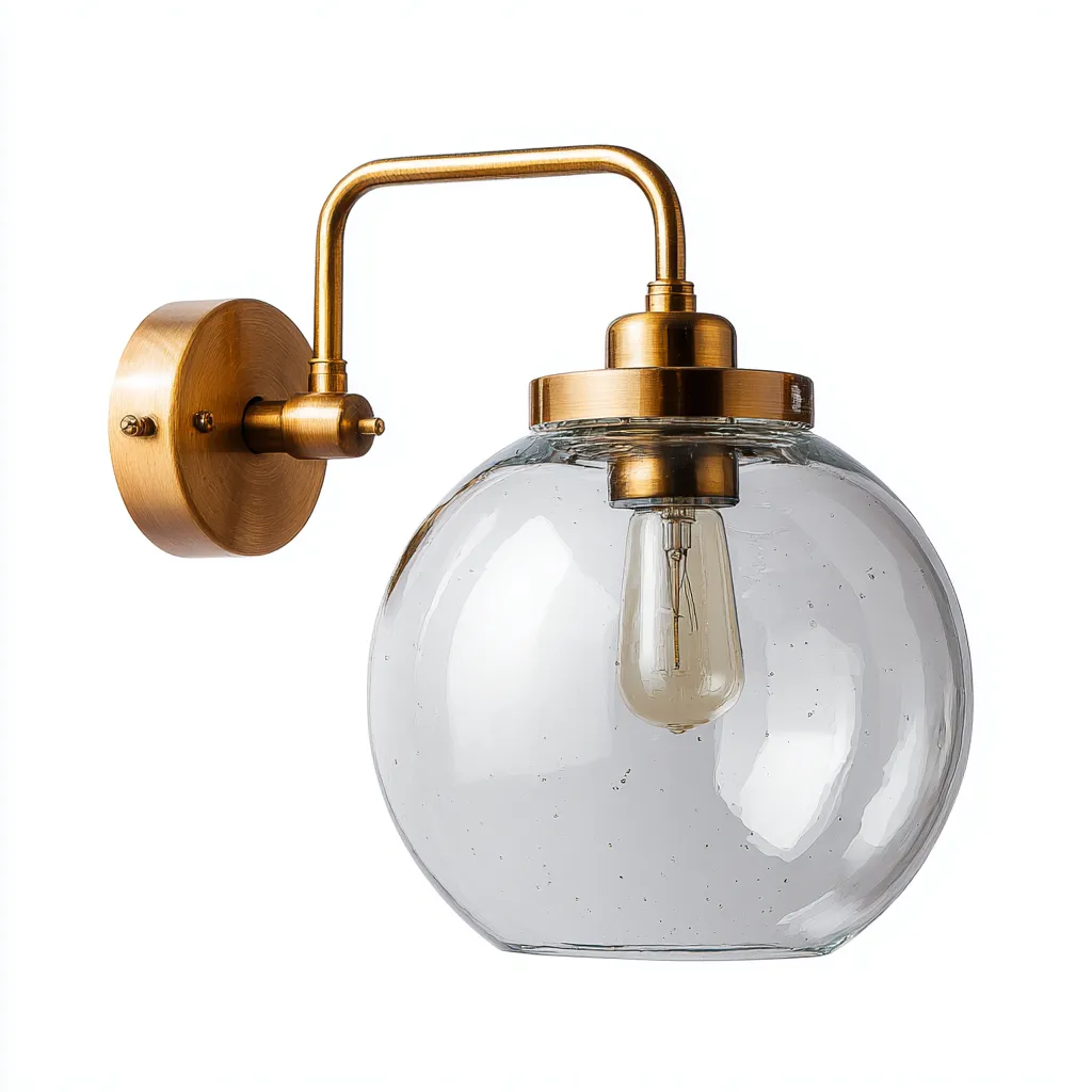 Applique metallo vetro 20x25x22 cm - oro - trasparente - design moderno - per soggiorno-comfyota