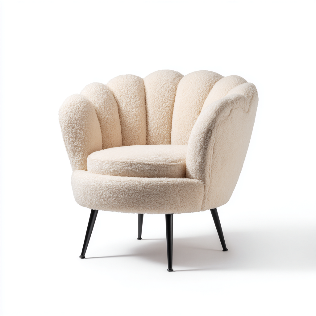 Poltrona in tessuto peluche 80x75x78 cm - beige - design moderno per soggiorno-comfyota