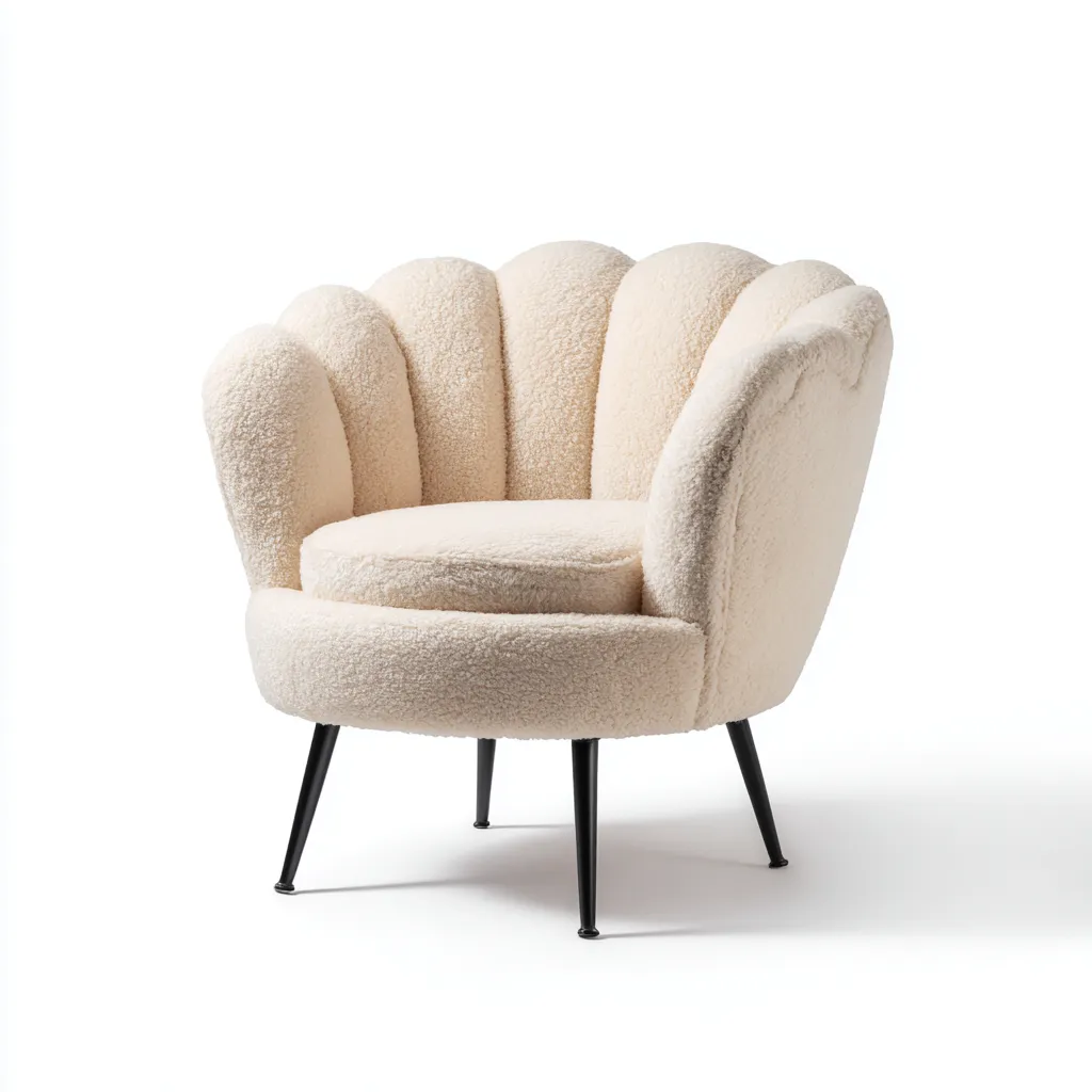 Poltrona in tessuto peluche 80x75x78 cm - beige - design moderno per soggiorno-comfyota