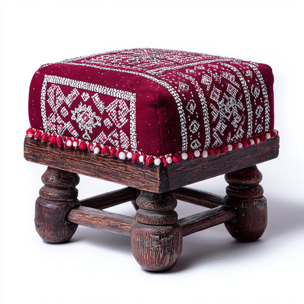 Pouf tessuto 34x34x30 cm - rosso - adatto al soggiorno - stile classico-comfyota