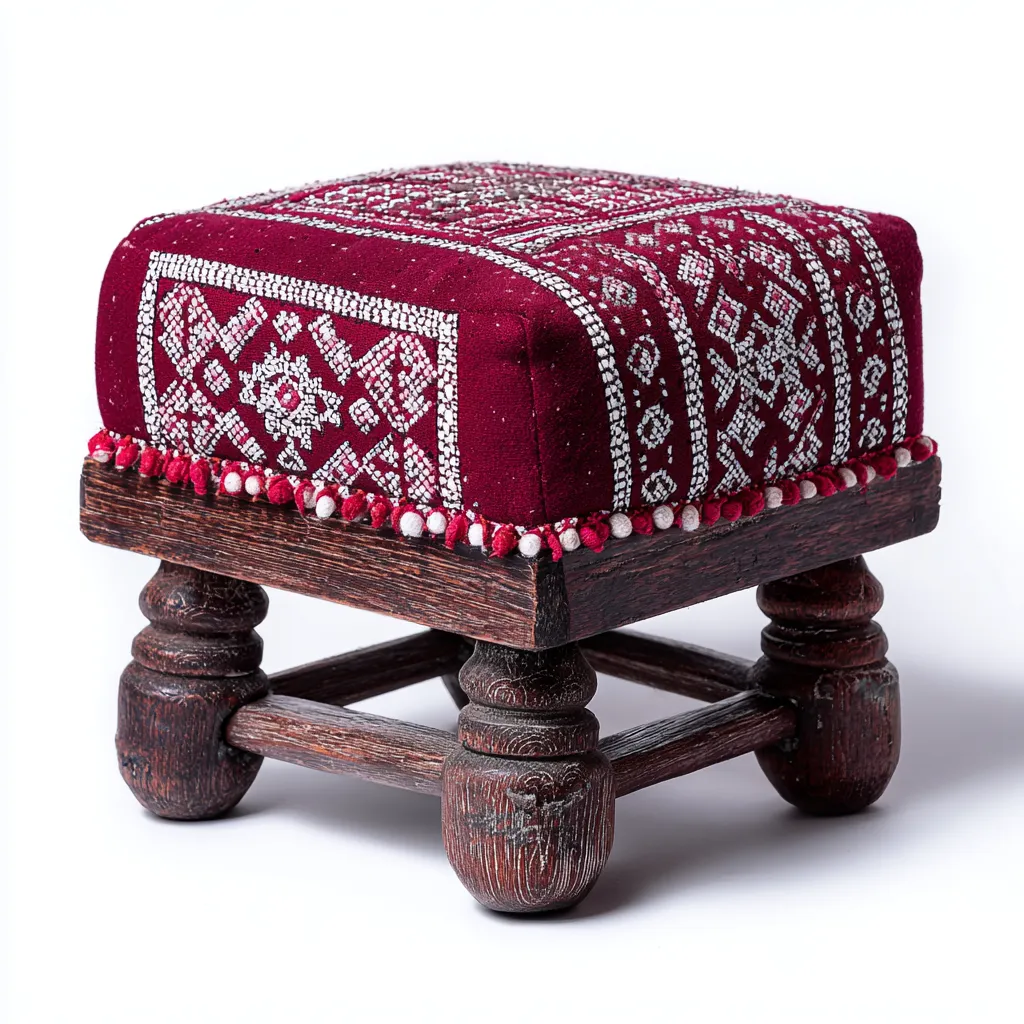 Pouf tessuto 34x34x30 cm - rosso - adatto al soggiorno - stile classico-comfyota