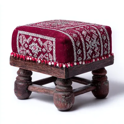 Pouf tessuto 34x34x30 cm - rosso - adatto al soggiorno - stile classico-comfyota