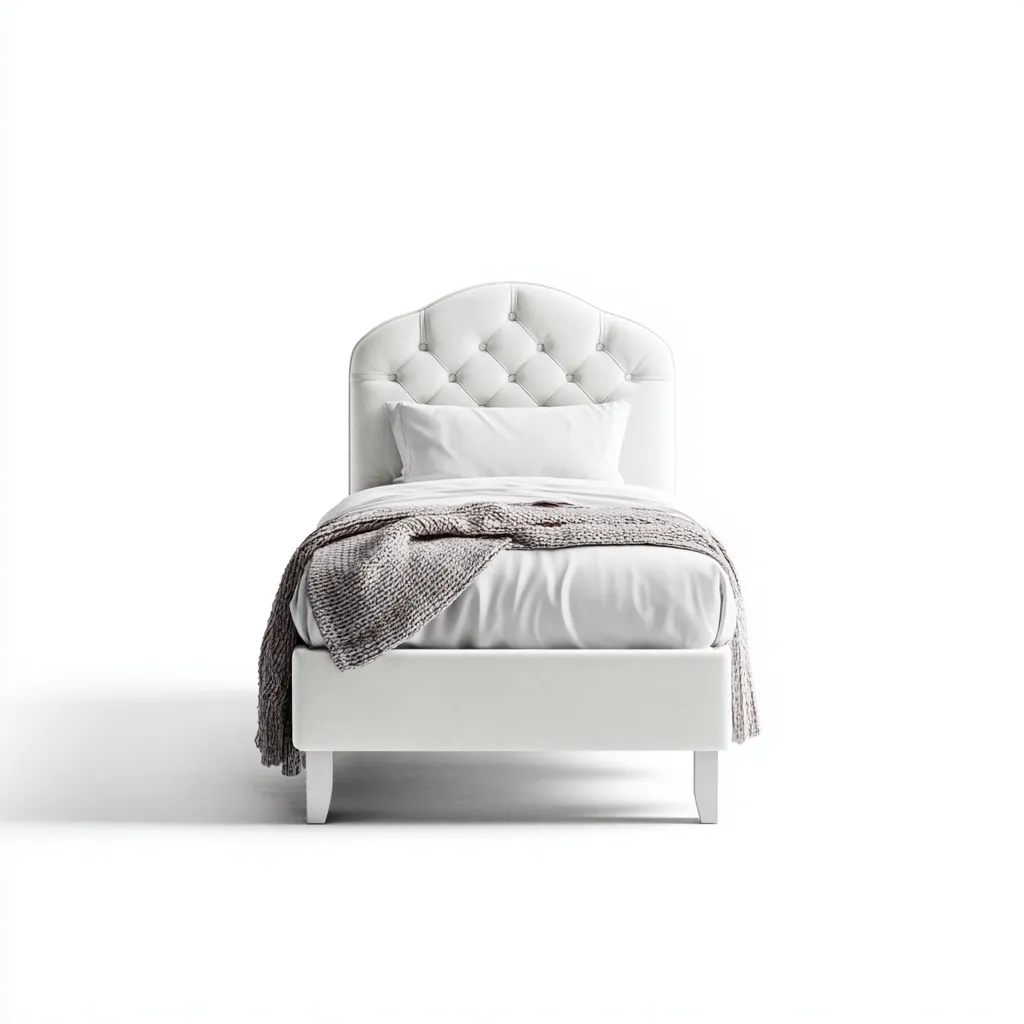 Letto singolo imbottito in tessuto 200x100x115 cm - bianco - design moderno elegante - adatto alla camera da letto-comfyota