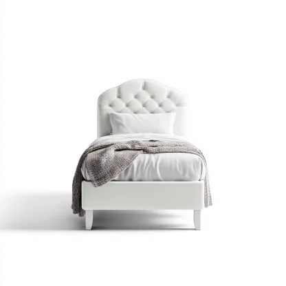 Letto singolo imbottito in tessuto 200x100x115 cm - bianco - design moderno elegante - adatto alla camera da letto-comfyota