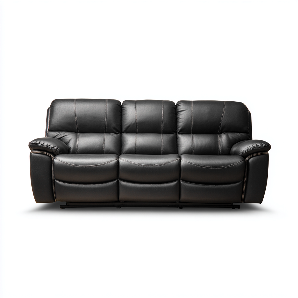 Divano lineare similpelle 210x100x95 cm - nero - adatto al soggiorno - design moderno-comfyota