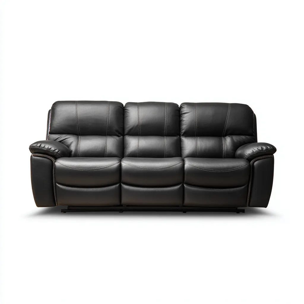 Divano lineare similpelle 210x100x95 cm - nero - adatto al soggiorno - design moderno-comfyota