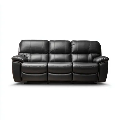 Divano lineare similpelle 210x100x95 cm - nero - adatto al soggiorno - design moderno-comfyota