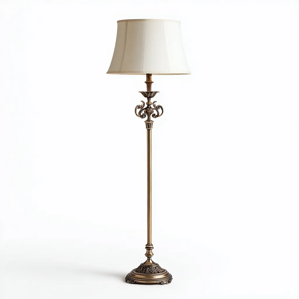 Lampada da terra in metallo e tessuto 33x30x158 cm oro - bianco per il soggiorno design classico-comfyota
