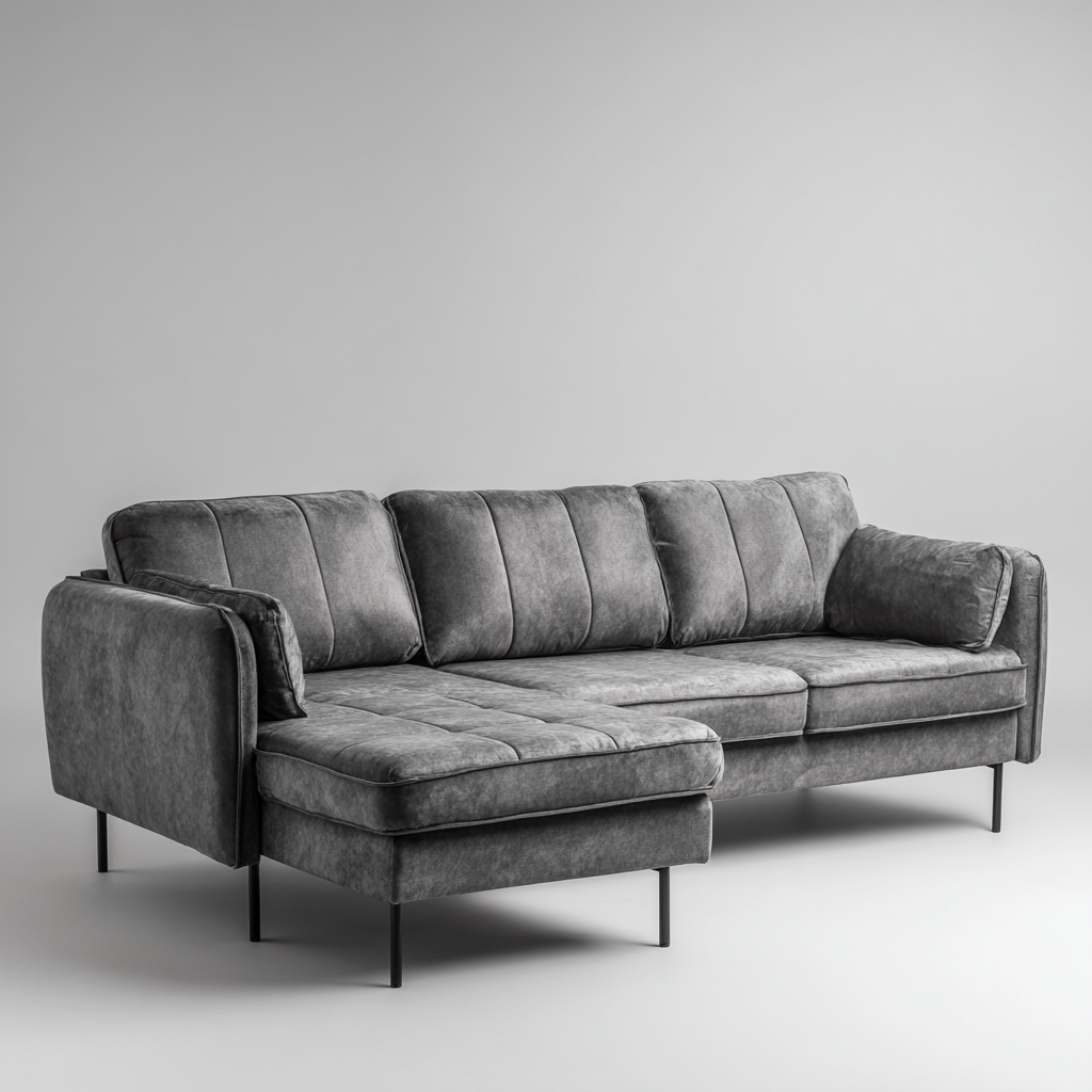 Divano angolare in tessuto 260x160x88 cm - grigio - design moderno per soggiorno-comfyota