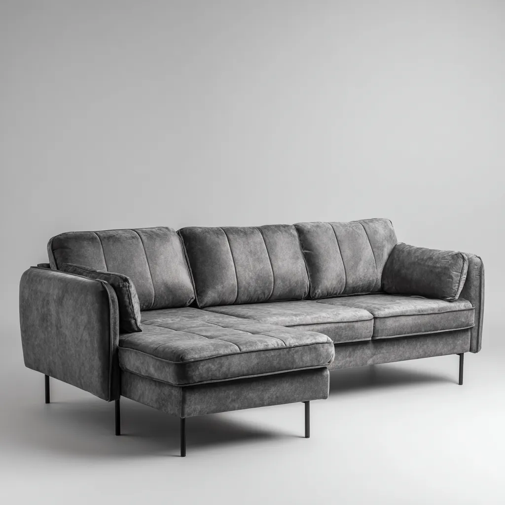 Divano angolare in tessuto 260x160x88 cm - grigio - design moderno per soggiorno-comfyota