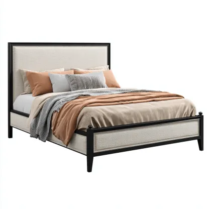 Letto matrimoniale in tessuto 200x180x118 cm - beige - nero - adatto alla camera da letto - design moderno-comfyota