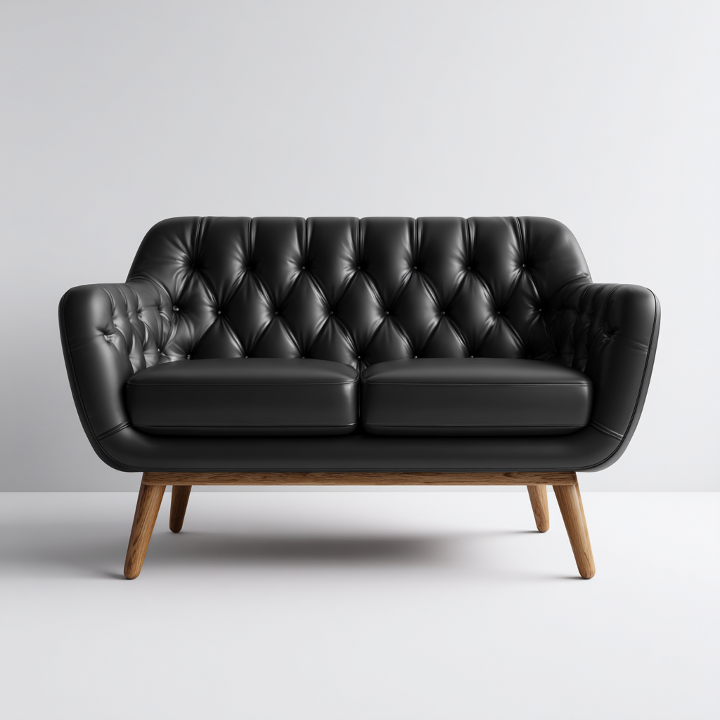 Divano lineare similpelle 160x85x85 cm - nero - adatto al soggiorno - design moderno-comfyota