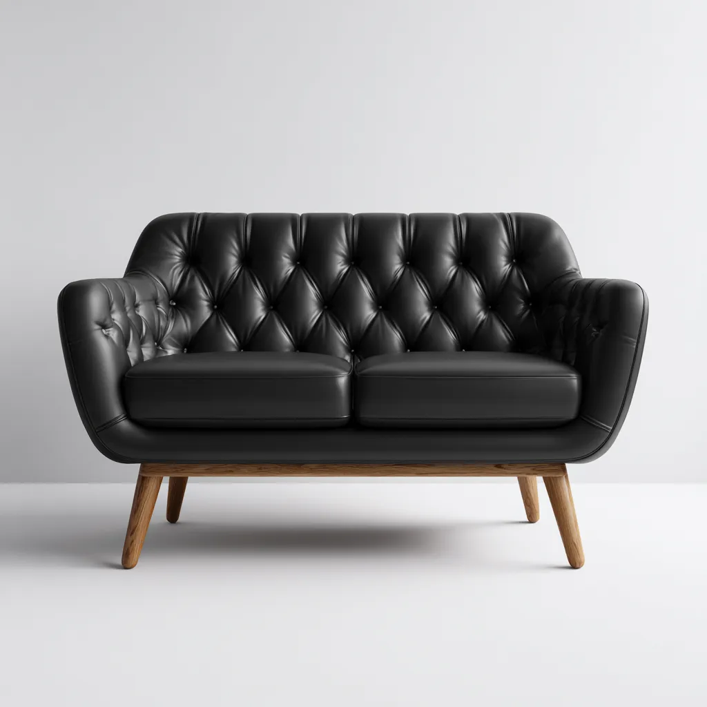 Divano lineare similpelle 160x85x85 cm - nero - adatto al soggiorno - design moderno-comfyota