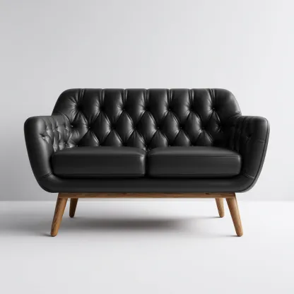 Divano lineare similpelle 160x85x85 cm - nero - adatto al soggiorno - design moderno-comfyota