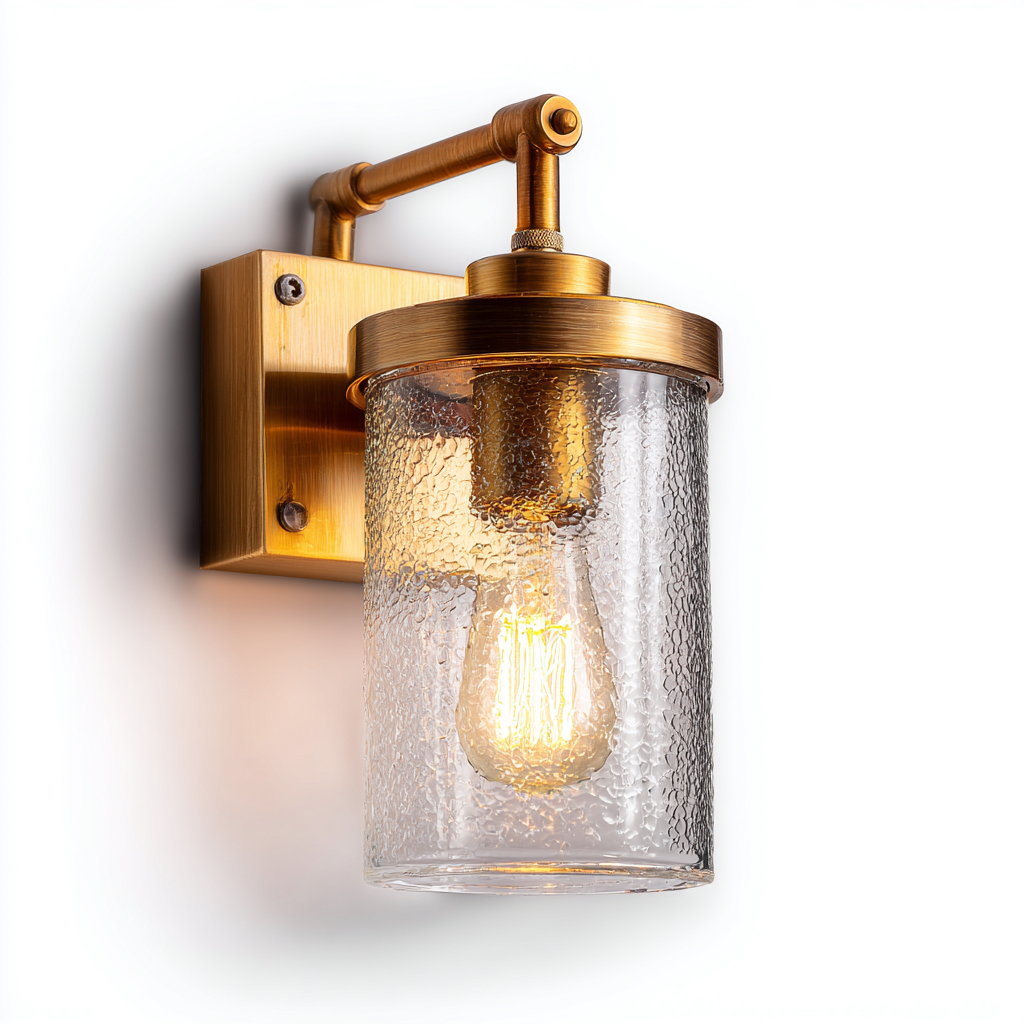 Applique metallo vetro 15x18x30 cm - oro - trasparente - design moderno - per soggiorno-comfyota