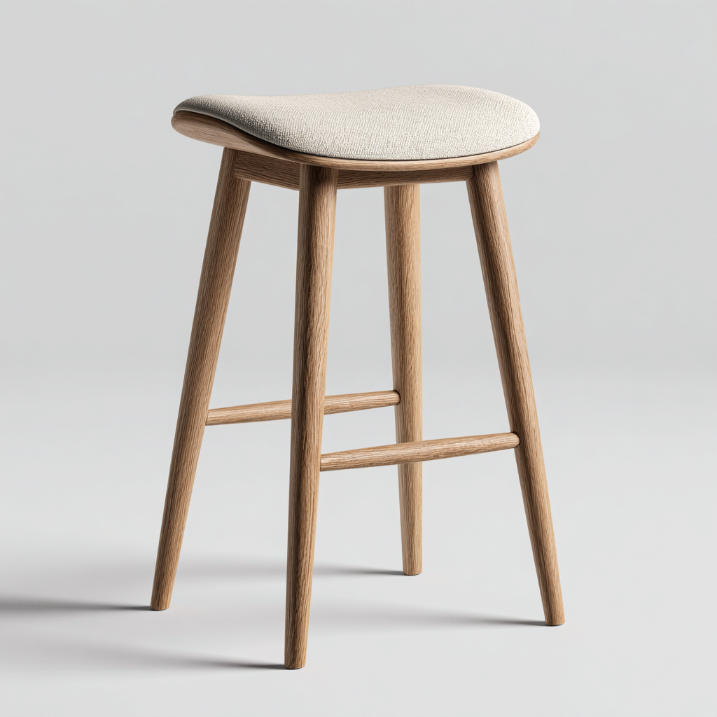 Sgabello da bar in legno con seduta imbottita 45x35x65 cm - beige - adatto per sala da pranzo - design moderno-comfyota