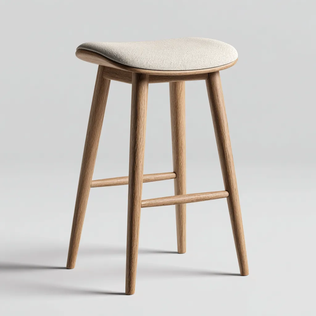 Sgabello da bar in legno con seduta imbottita 45x35x65 cm - beige - adatto per sala da pranzo - design moderno-comfyota