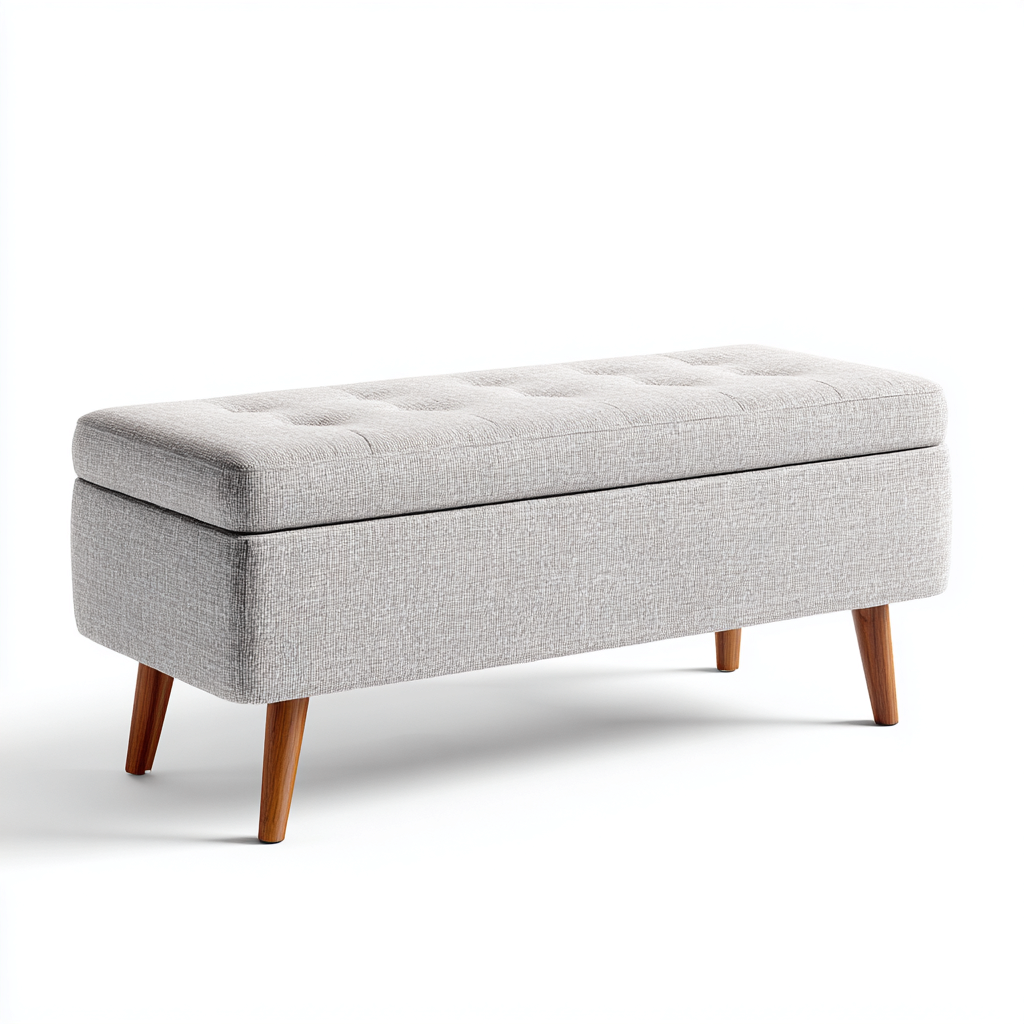 Panca per letto imbottita in tessuto 110x40x45 cm - grigio chiaro - adatta alla camera da letto - design moderno-comfyota