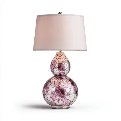 Lampada da tavolo vetro metallo 28x28x48 cm - rosa - argento - bianco - design moderno - per soggiorno-comfyota