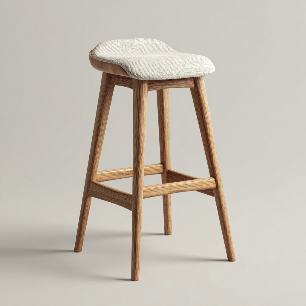 Sgabello da bar in legno con seduta imbottita 44x36x68 cm - beige - rovere - adatto per sala da pranzo - design moderno curvo-comfyota
