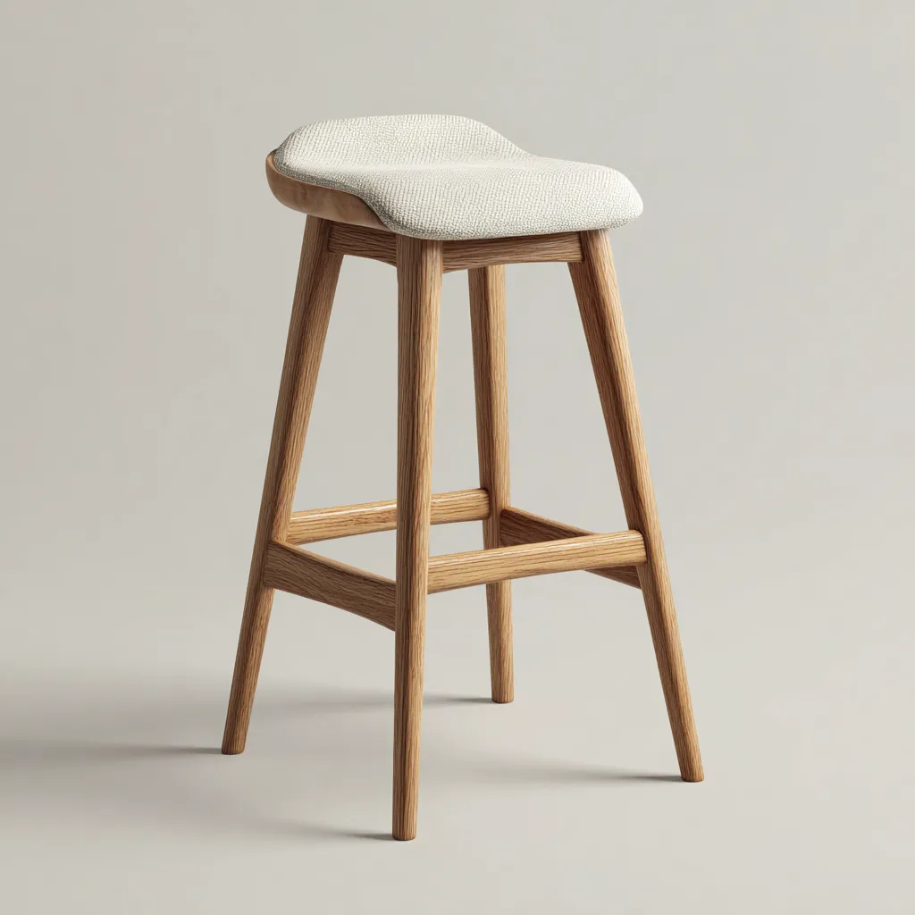 Sgabello da bar in legno con seduta imbottita 44x36x68 cm - beige - rovere - adatto per sala da pranzo - design moderno curvo-comfyota