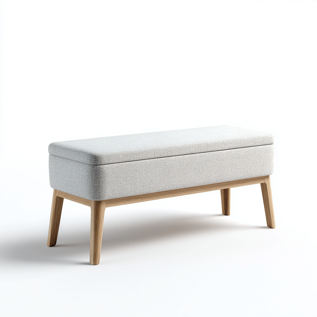 Panca per letto imbottita in tessuto 108x39x47 cm - grigio chiaro - adatta alla camera da letto - design moderno-comfyota