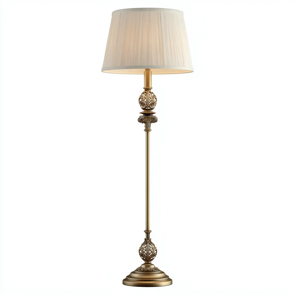 Lampada da terra in metallo e tessuto 35x30x160 cm oro - bianco per il soggiorno design classico-comfyota