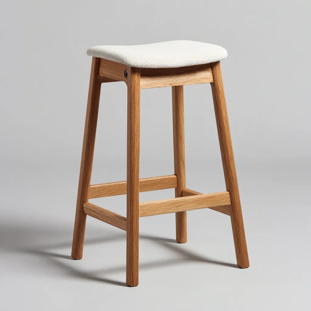 Sgabello da bar in legno - tessuto 43x39x76 cm - legno naturale - bianco - adatto per sala da pranzo - design minimalista-comfyota