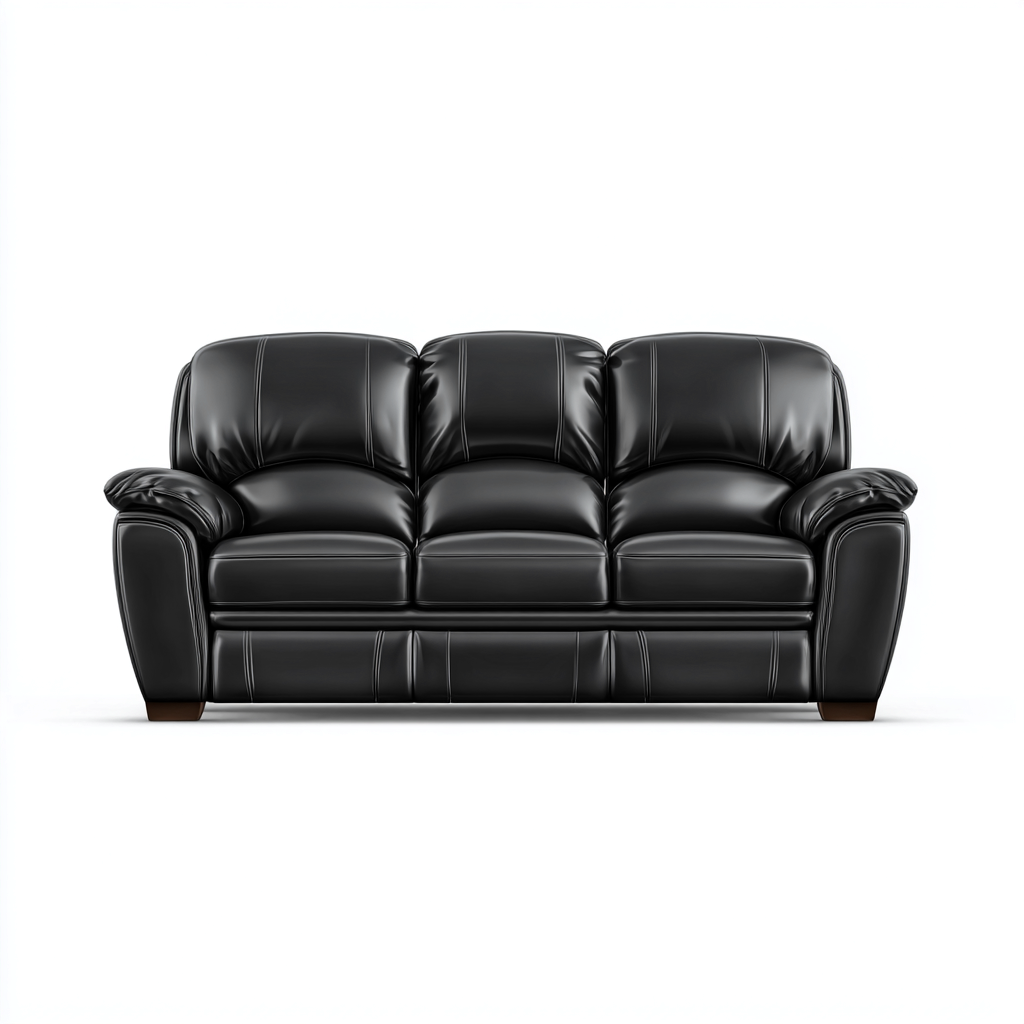 Divano lineare similpelle 215x98x94 cm - nero - adatto al soggiorno - design classico-comfyota