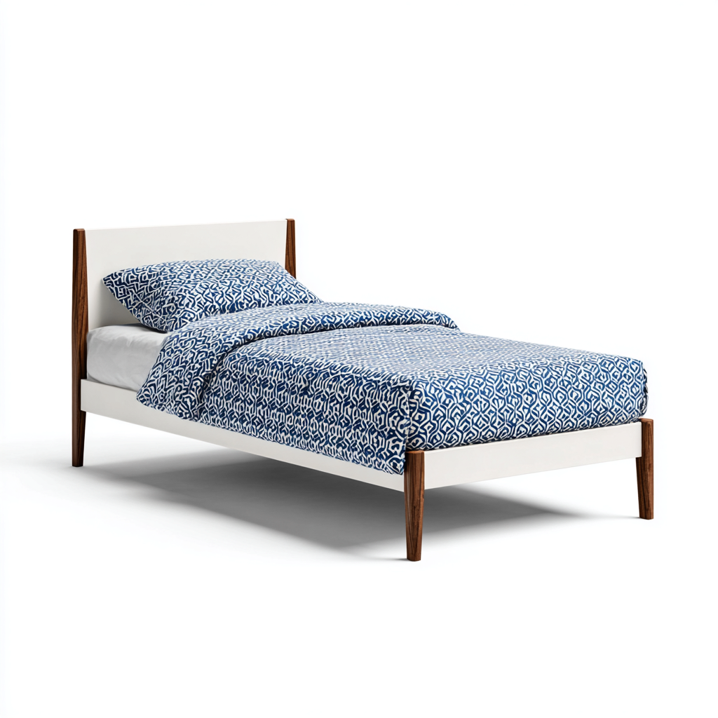 Letto singolo in legno massello 200x100x90 cm - bianco - marrone - design moderno - adatto alla camera da letto-comfyota