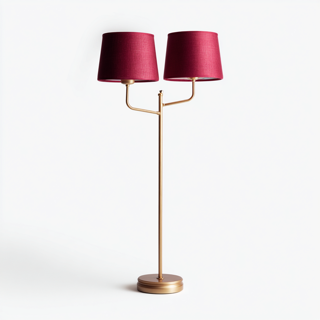 Lampada da terra in metallo e tessuto 50x30x158 cm oro - rosso per il soggiorno design moderno-comfyota
