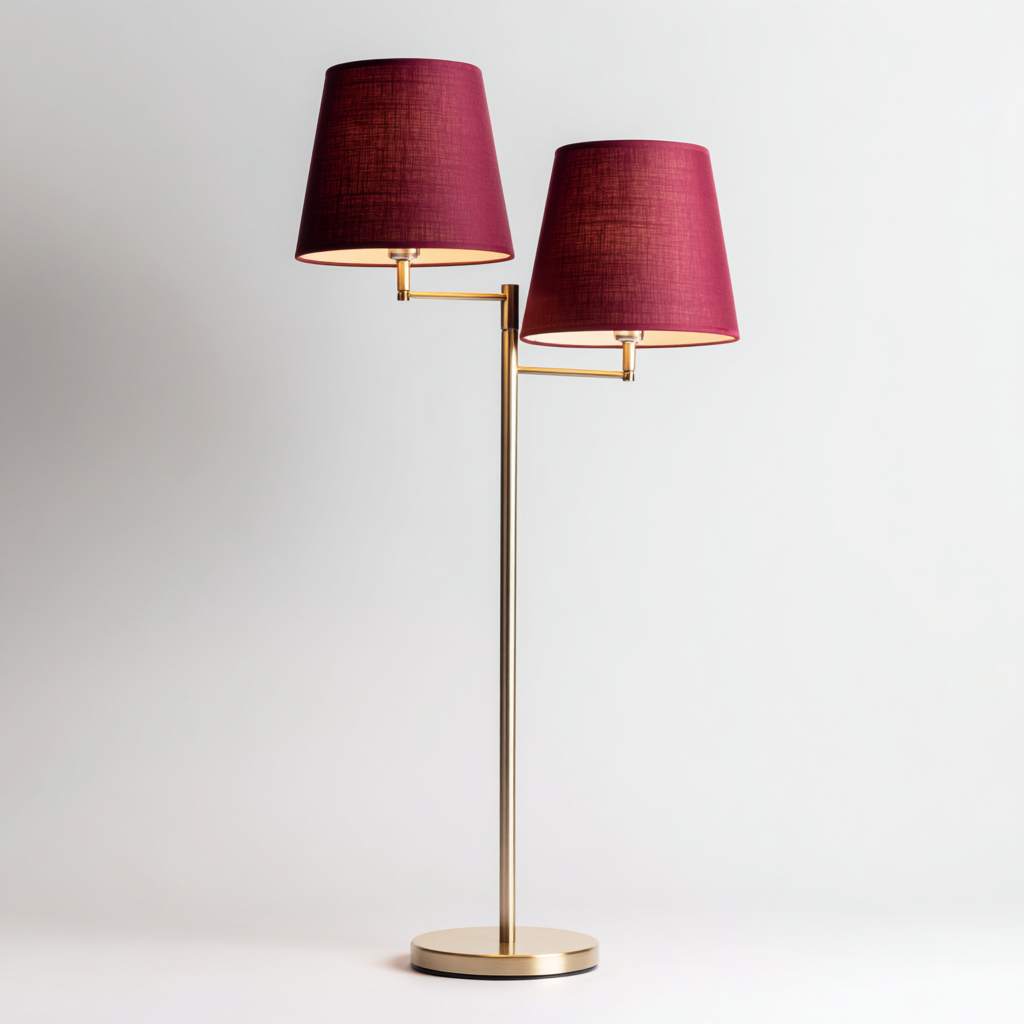 Lampada da terra in metallo e tessuto 55x32x160 cm oro - rosso per il soggiorno design moderno-comfyota