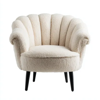 Poltrona in tessuto peluche 82x76x78 cm - beige - design moderno per soggiorno-comfyota