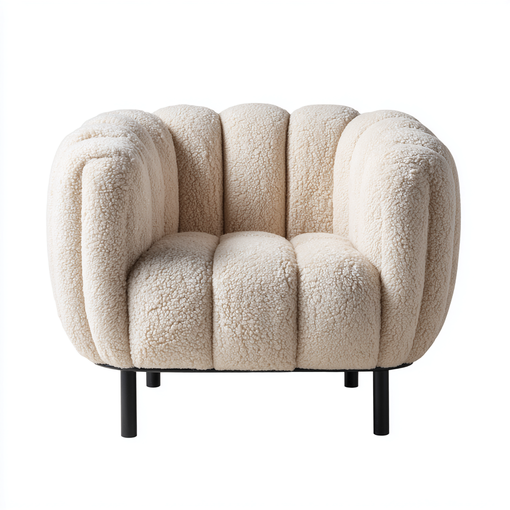 Poltrona in tessuto peluche 88x82x78 cm - beige - design moderno per soggiorno-comfyota