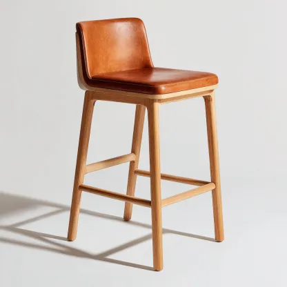 Sgabello da bar in pelle - legno 47x46x98 cm - marrone chiaro - adatto per sala da pranzo - design moderno-comfyota