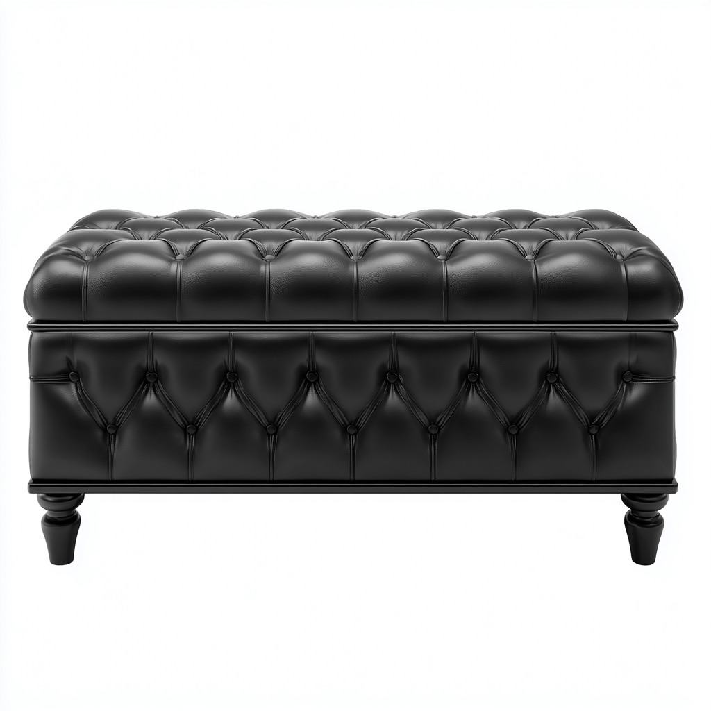 Panca per letto in similpelle 102x41x50 cm - nero - adatta alla camera da letto - design classico-comfyota