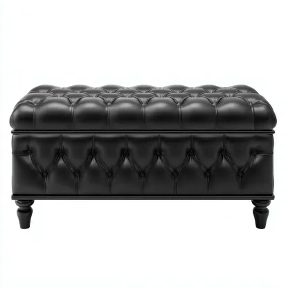 Panca per letto in similpelle 102x41x50 cm - nero - adatta alla camera da letto - design classico-comfyota