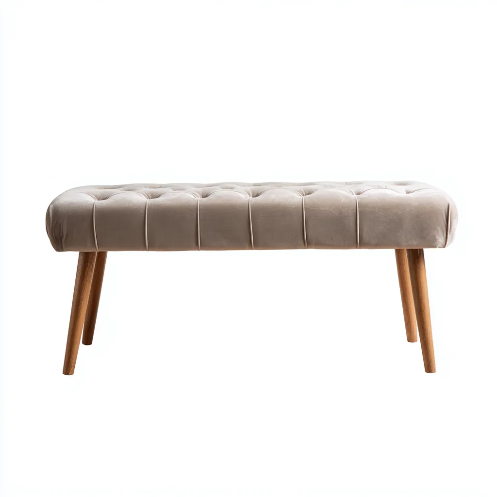 Panca per letto imbottita in tessuto 109x39x48 cm - beige - adatta alla camera da letto - design moderno-comfyota