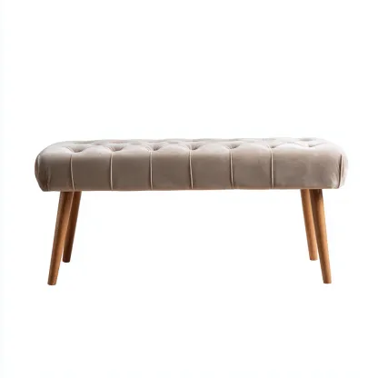 Panca per letto imbottita in tessuto 109x39x48 cm - beige - adatta alla camera da letto - design moderno-comfyota