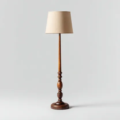 Lampada da terra in legno e tessuto 34x28x150 cm marrone - beige per il soggiorno design classico-comfyota