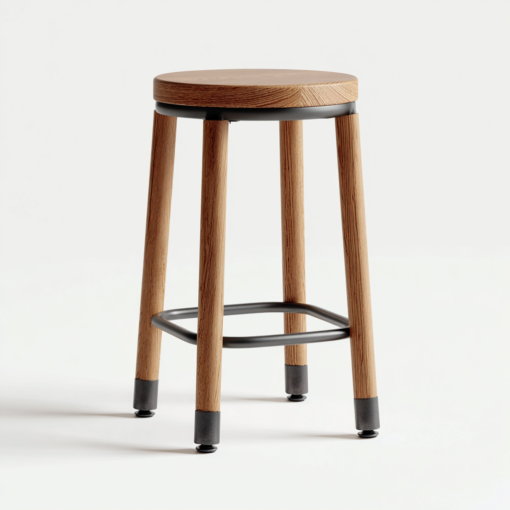 Sgabello da bar in legno e metallo 33x33x60 cm - legno naturale - grigio - adatto per sala da pranzo - design moderno essenziale-comfyota