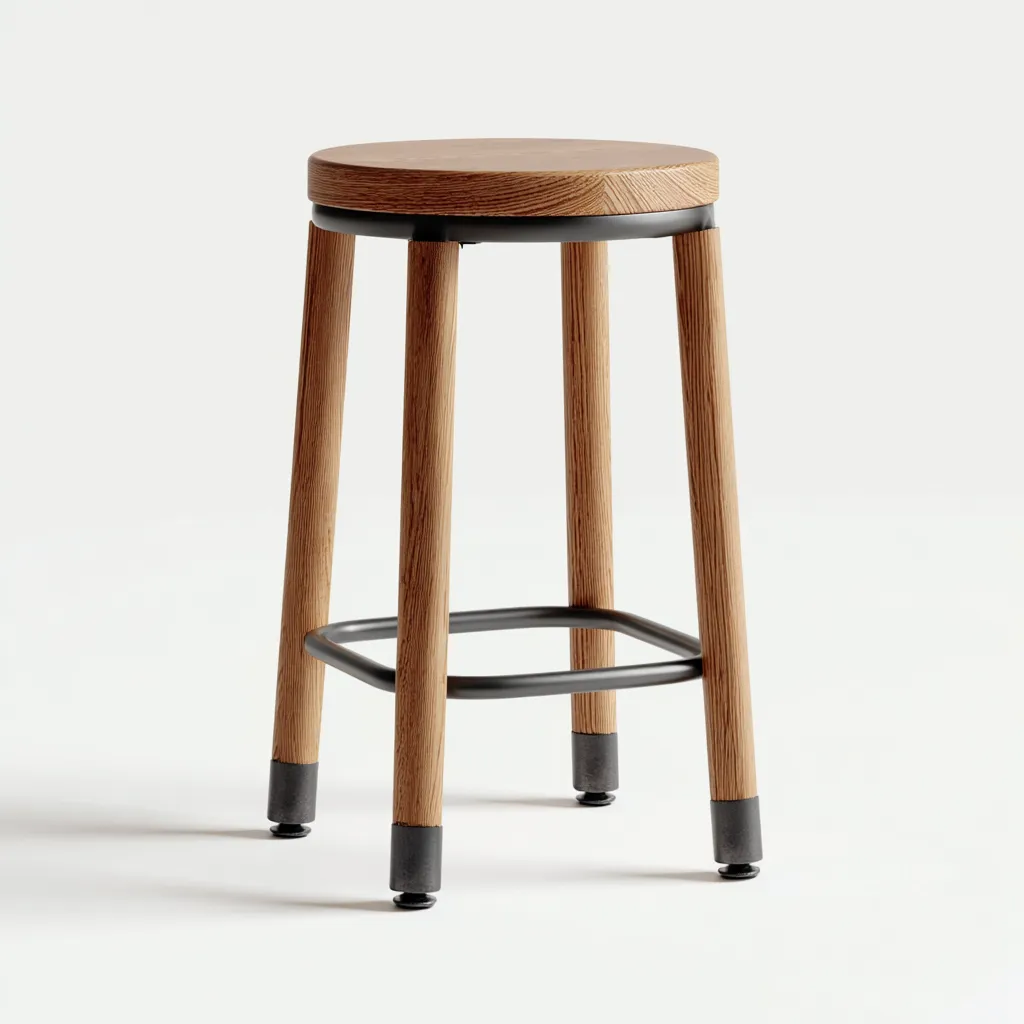 Sgabello da bar in legno e metallo 33x33x60 cm - legno naturale - grigio - adatto per sala da pranzo - design moderno essenziale-comfyota