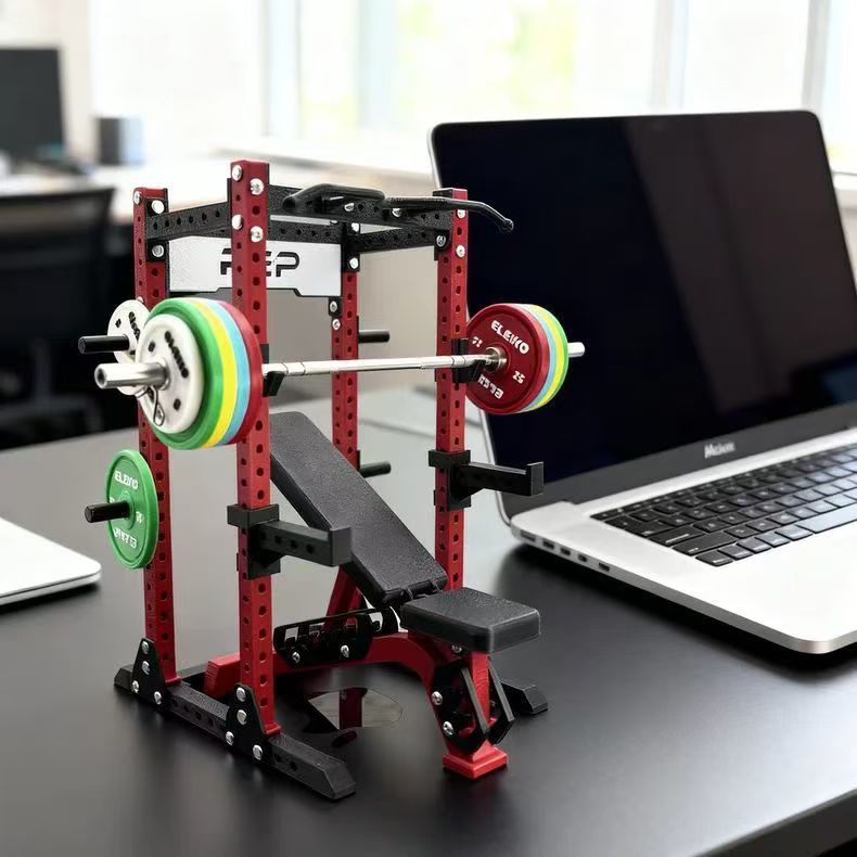 3D Printed Mini Squat Rack + Bench Model