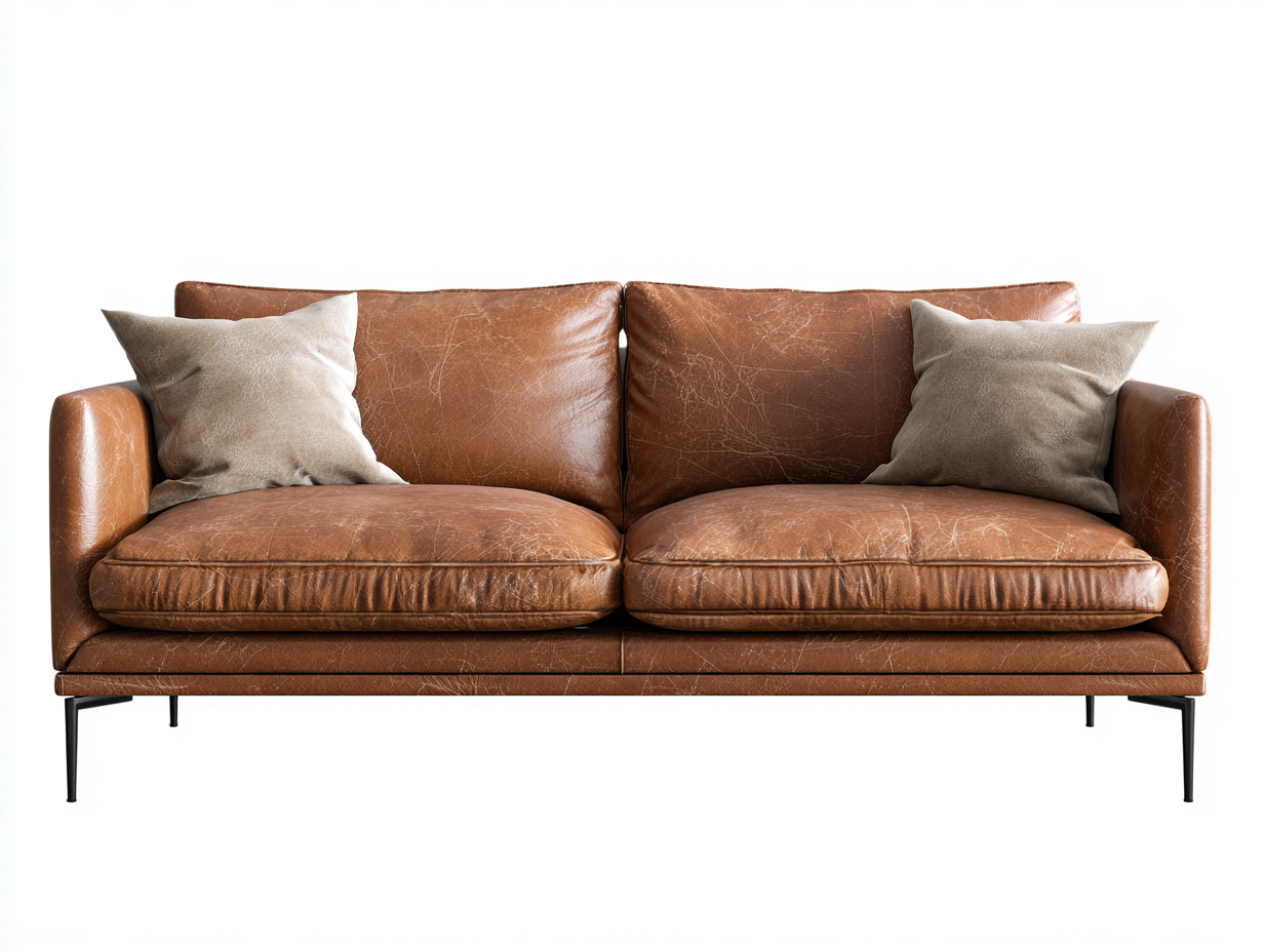 Sofá 2 plazas cuero auténtico 167x88x82cm - marrón/negro - apto para salón - diseño moderno